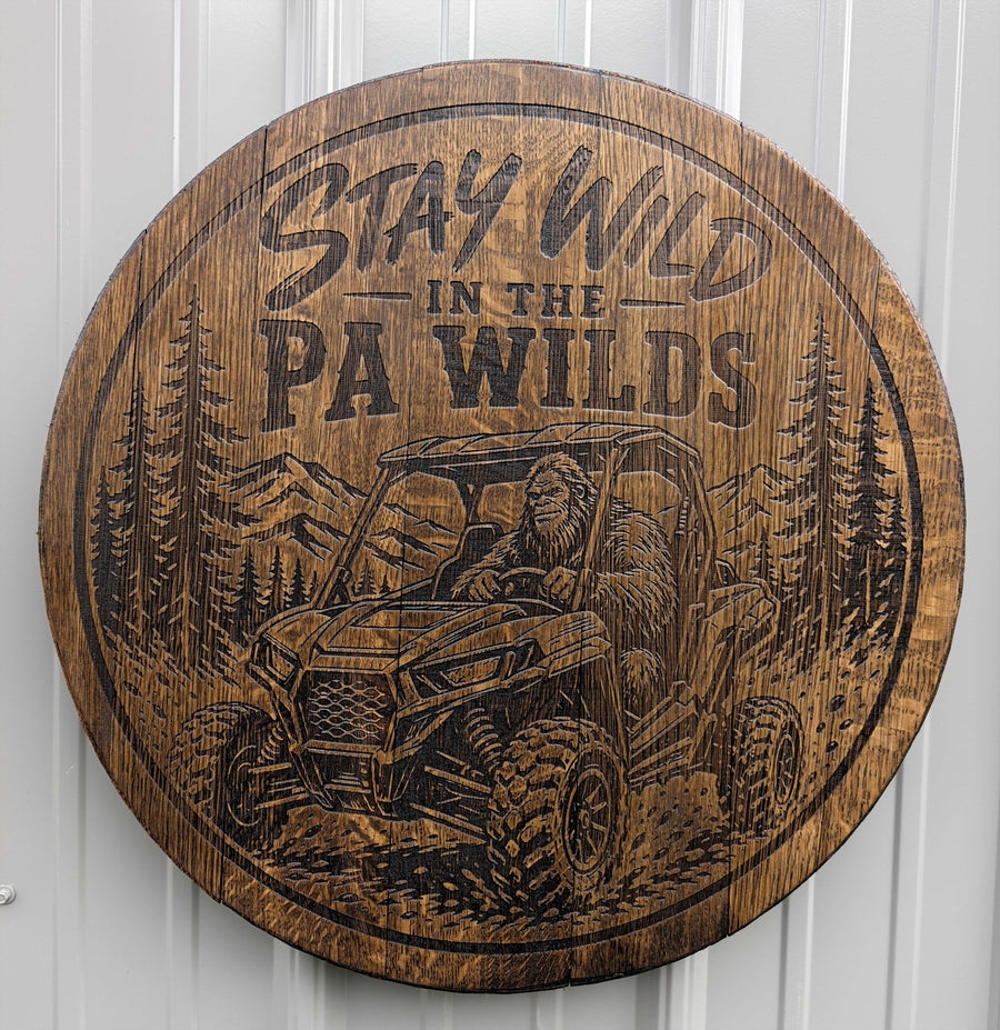 Staying Wild SXS Whiskey Barrel Head